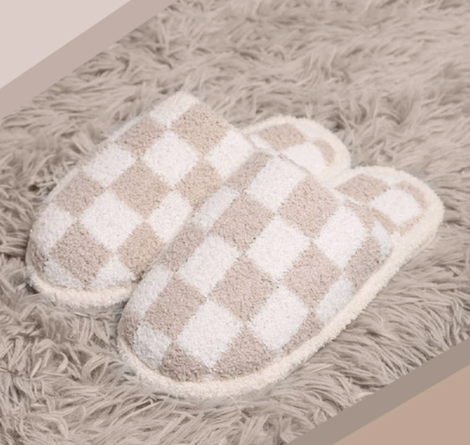 Plush Checkered Slippers